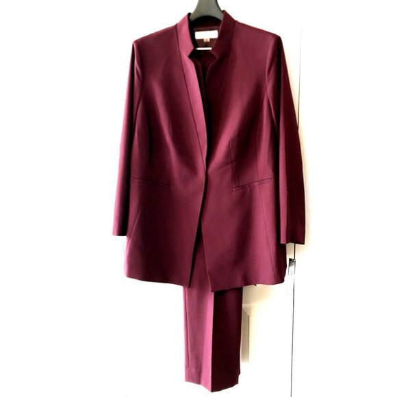 NEW Tahari Plus Double Star Neck Burgundy Pantsuit - Picture 5 of 12